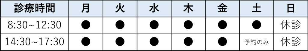 きいれセントラルクリニックの診察時間